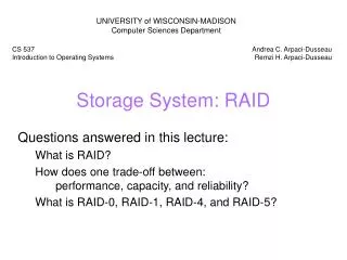 Storage System: RAID