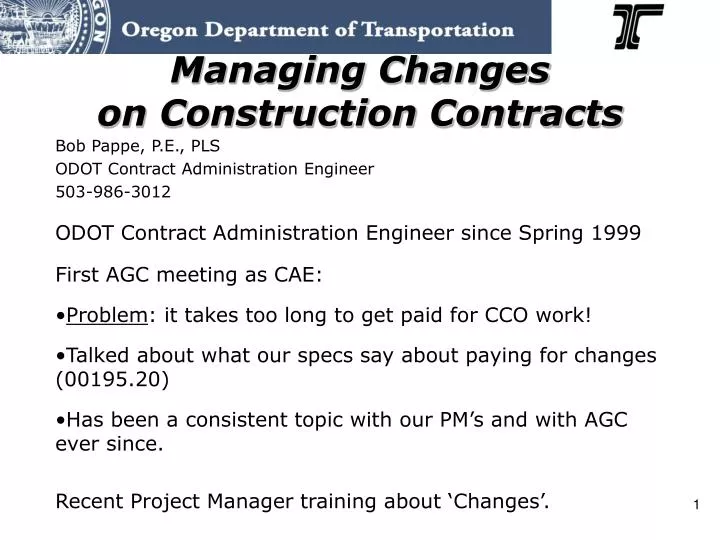 managing changes on construction contracts