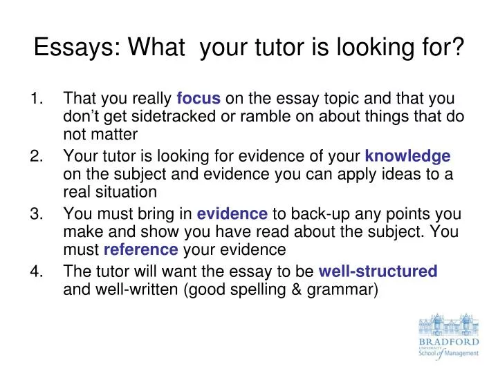 essays what your tutor is looking for