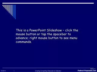 This is a PowerPoint Slideshow – click the mouse button or tap the spacebar to advance; right mouse button to see menu c