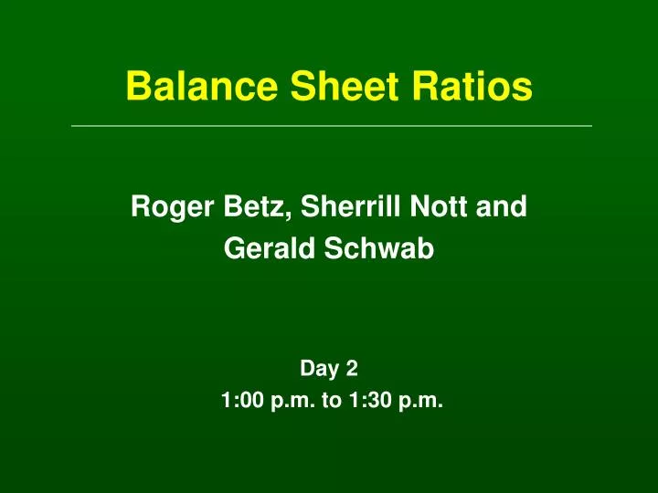 balance sheet ratios