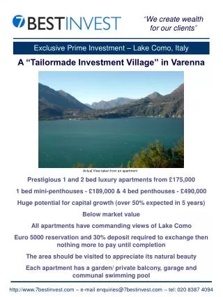 Exclusive Prime Investment – Lake Como, Italy