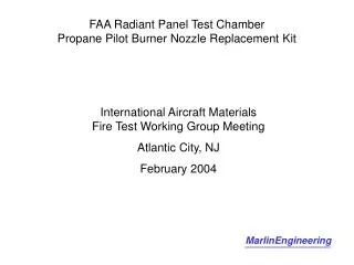 FAA Radiant Panel Test Chamber Propane Pilot Burner Nozzle Replacement Kit