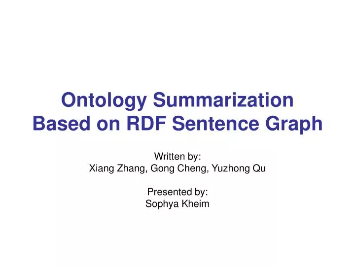 ontology summarization based on rdf sentence graph