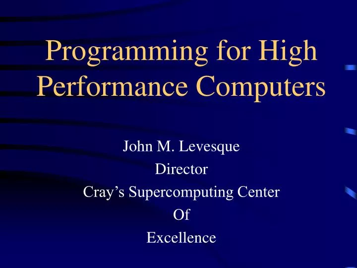 programming for high performance computers