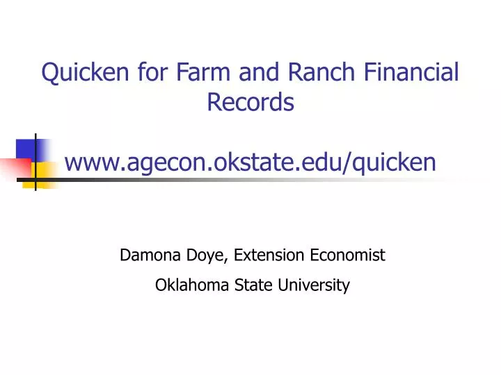 quicken for farm and ranch financial records www agecon okstate edu quicken