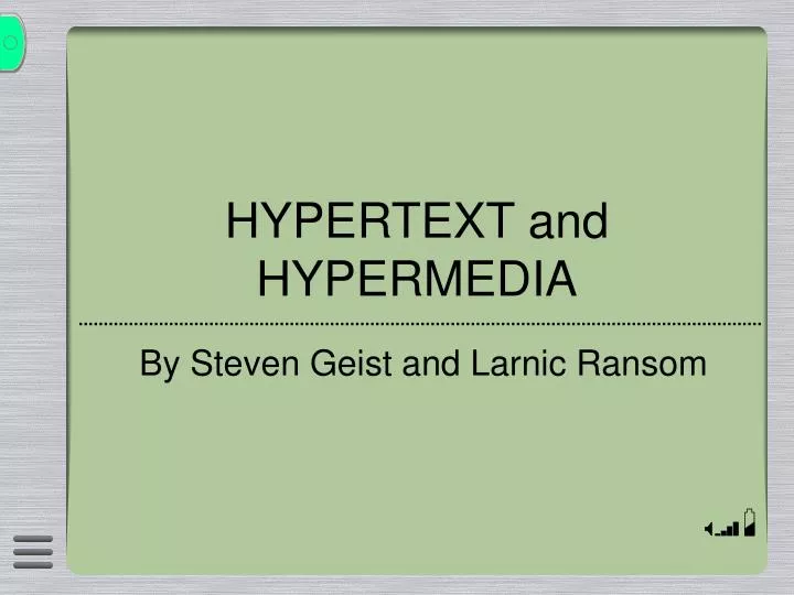hypertext and hypermedia