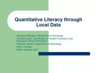Quantitative Literacy through Local Data