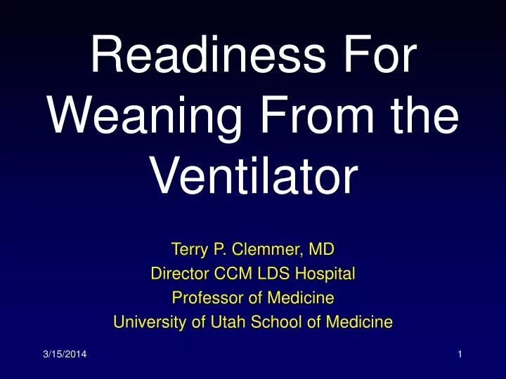 readiness for weaning from the ventilator