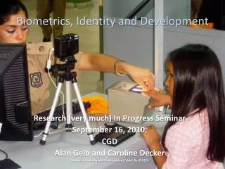 Biometrics, Identity and Development