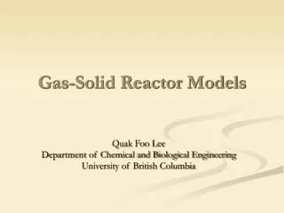 Gas-Solid Reactor Models