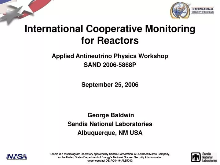 international cooperative monitoring for reactors