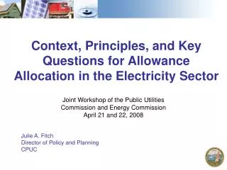 Context, Principles, and Key Questions for Allowance Allocation in the Electricity Sector