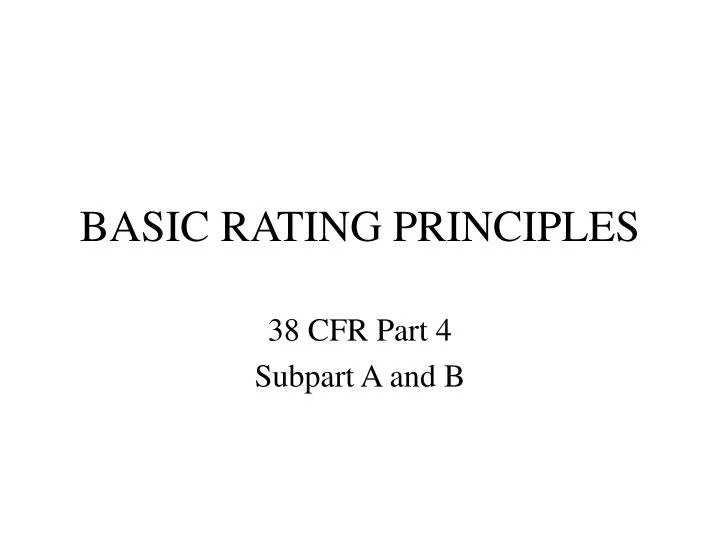 basic rating principles