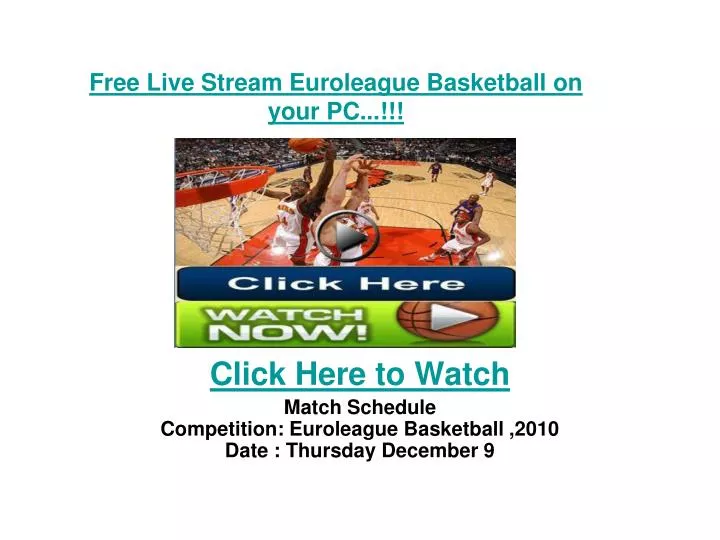 free live stream euroleague basketball on your pc