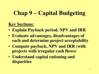 Chap 9 – Capital Budgeting