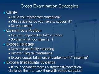 Cross Examination Strategies