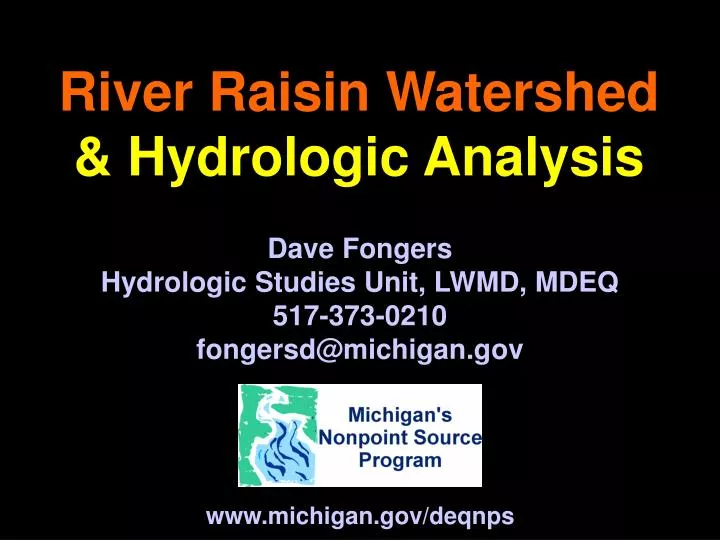 river raisin watershed hydrologic analysis