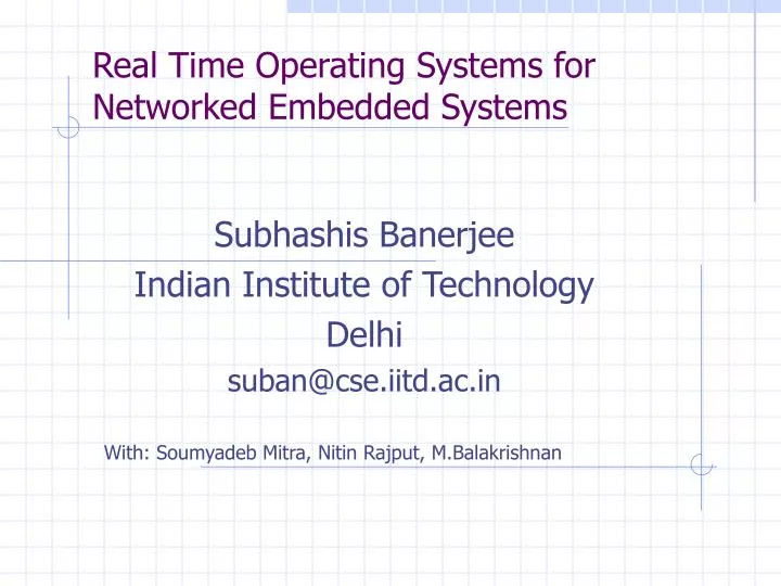 real time operating systems for networked embedded systems