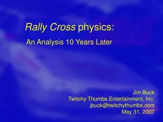 Rally Cross physics: