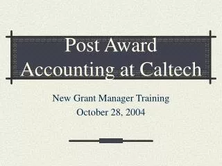 Post Award Accounting at Caltech