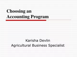 Choosing an Accounting Program