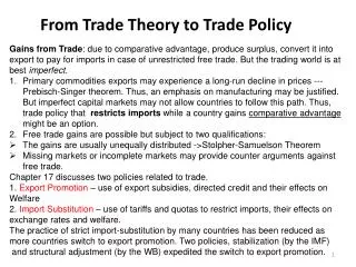From Trade Theory to Trade Policy