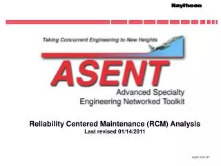 Reliability Centered Maintenance (RCM) Analysis Last revised 01/14/2011