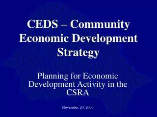 CEDS – Community Economic Development Strategy