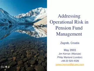 Addressing Operational Risk in Pension Fund Management