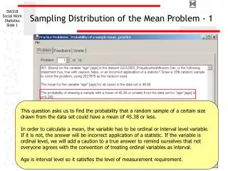 Sampling Distribution of the Mean Problem - 1