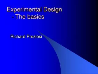 Experimental Design - The basics