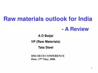 Raw materials outlook for India