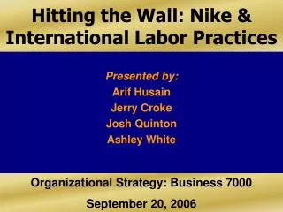Hitting the Wall: Nike &amp; International Labor Practices