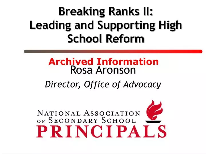 breaking ranks ii leading and supporting high school reform