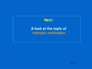 Next: A look at the topic of intrinsic motivation