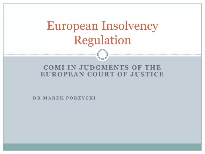 european insolvency regulation