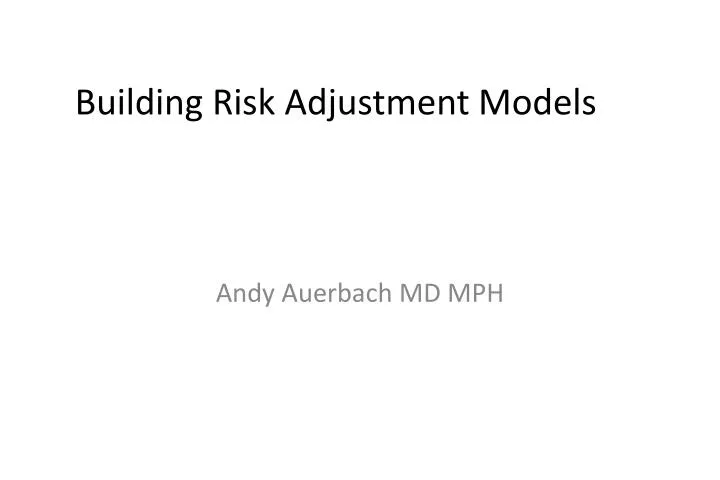 building risk adjustment models
