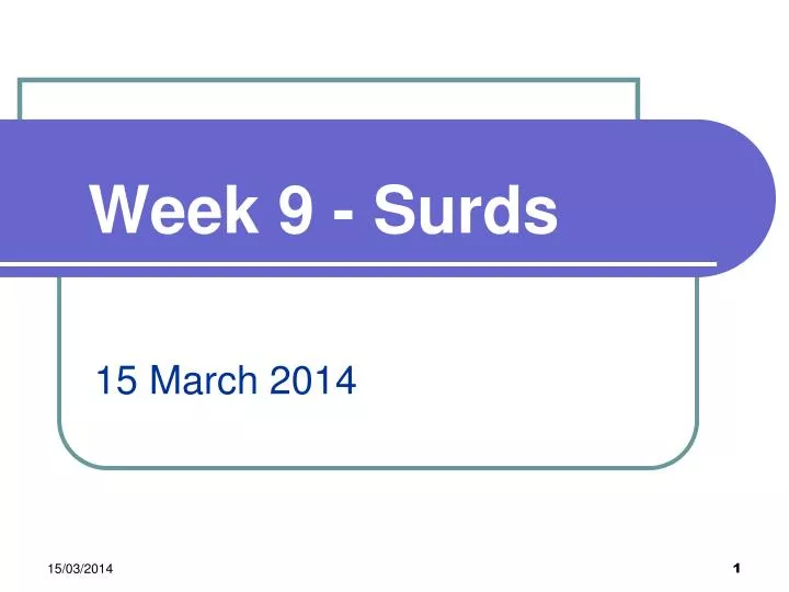 week 9 surds
