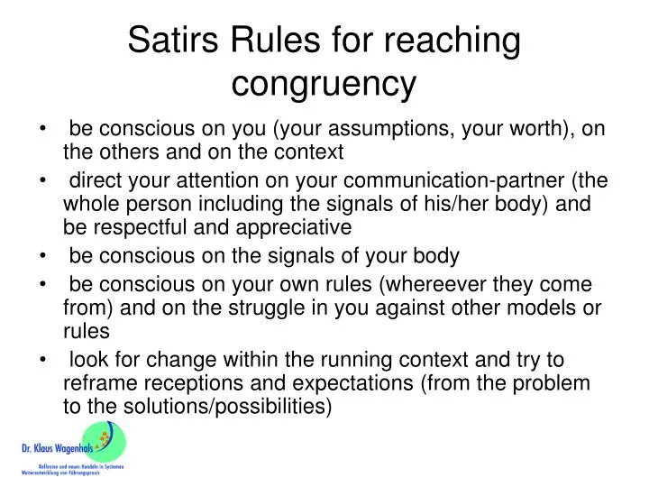 satirs rules for reaching congruency