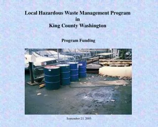 Local Hazardous Waste Management Program in King County Washington Program Funding