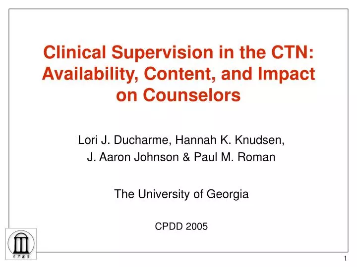 clinical supervision in the ctn availability content and impact on counselors