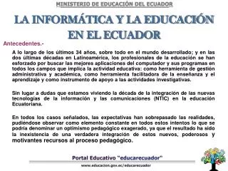 LA INFORMÁTICA Y LA EDUCACIÓN EN EL ECUADOR