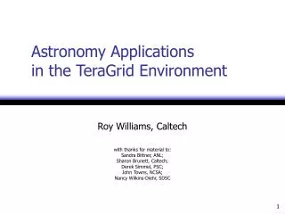 Astronomy Applications in the TeraGrid Environment