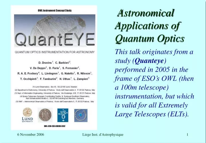 astronomical applications of quantum optics