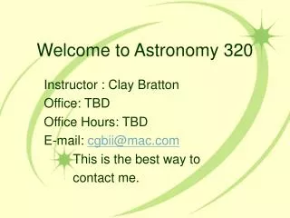 Welcome to Astronomy 320