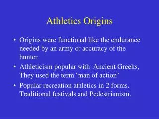 Athletics Origins