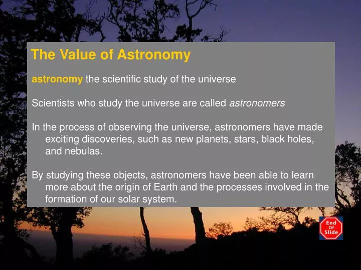 the value of astronomy