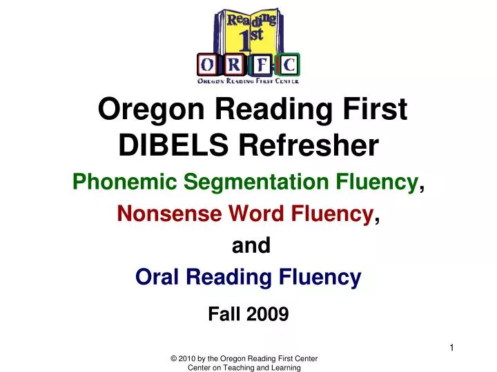 oregon reading first dibels refresher