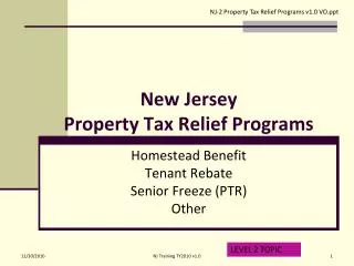 New Jersey Property Tax Relief Programs
